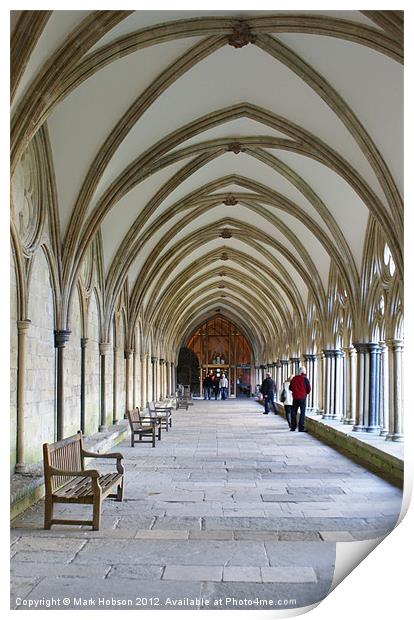 Salisbury Cathedral walkway Print by Mark Hobson