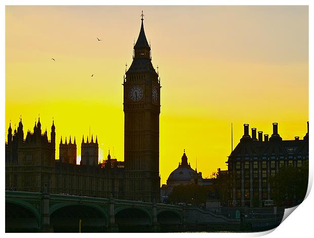 BIG BEN ON SUNSET Print by radoslav rundic