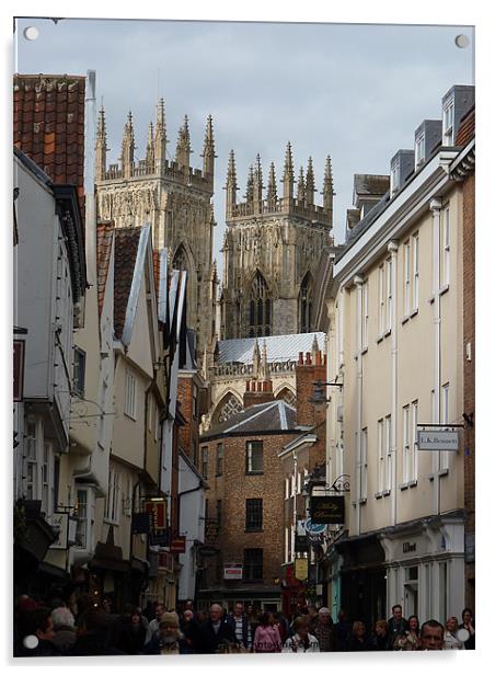 Petergate to York Minster Acrylic by Robert Gipson