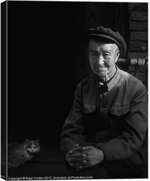 Chinaman & Cat Canvas Print by Creative Photography Wales