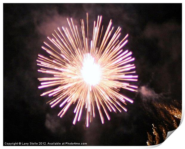 Fourth of July sky in Montana Fireworks Print by Larry Stolle