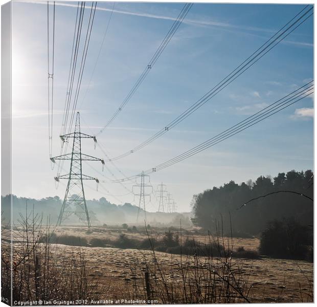 Marching Pylons Canvas Print by Ian Grainger