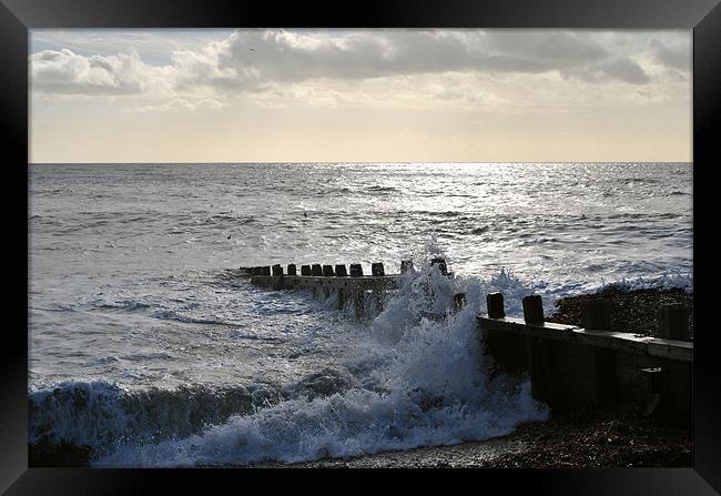 Breakers on Climping Beach Framed Print by graham young