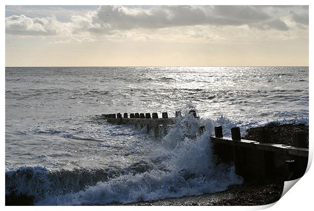 Breakers on Climping Beach Print by graham young