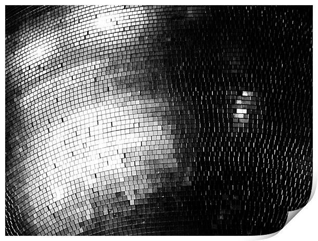 black and white mirror ball Print by Andrea Hutchison