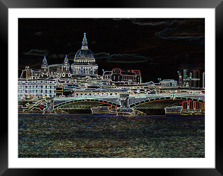 St Pauls Catherdral Glowing Edge Framed Mounted Print by David Atkinson