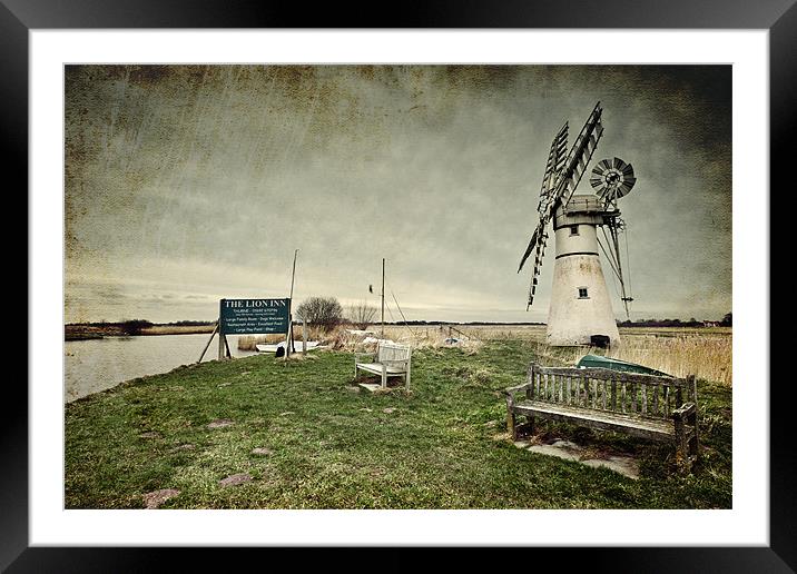 A textured Thurne Mill Framed Mounted Print by Stephen Mole