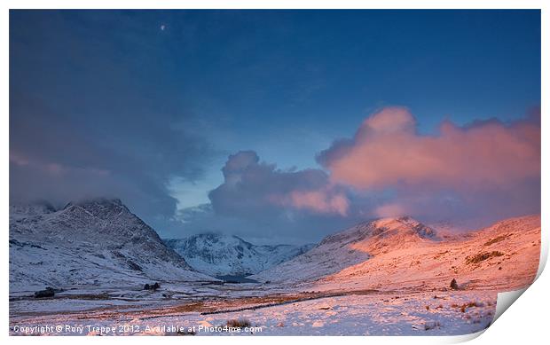 Winter sunrise , Ogwen valley Print by Rory Trappe