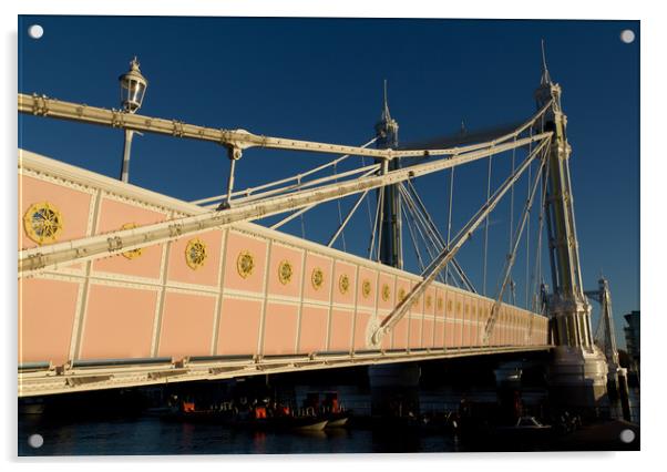 The albert Bridge London Acrylic by David Pyatt