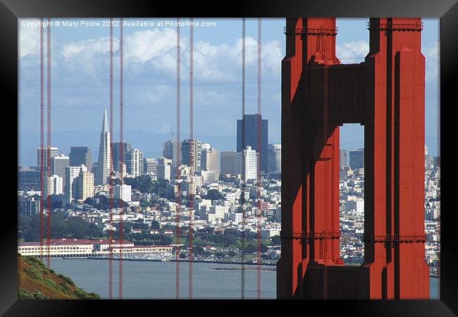 Through Golden Gate Framed Print by Mary Poole
