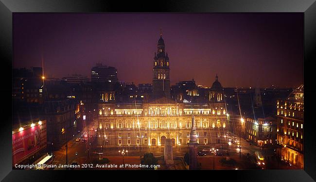 George Square Glasgow at night Framed Print by Susan Jamieson