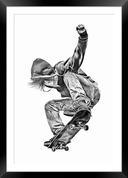 Skateboarding Jump Framed Mounted Print by Julie Hoddinott