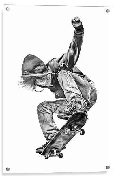 Skateboarding Jump Acrylic by Julie Hoddinott