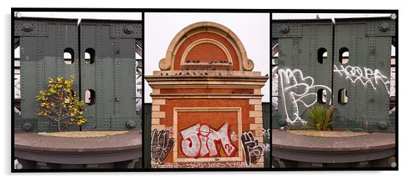 Hungerford Bridge graffiti tripitch Acrylic by David French