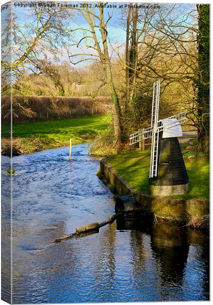 Windmill by the River Canvas Print by Sean Foreman