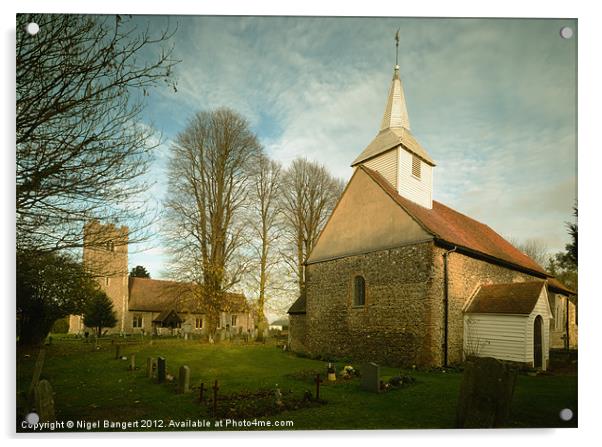 Willingale's Churches Acrylic by Nigel Bangert
