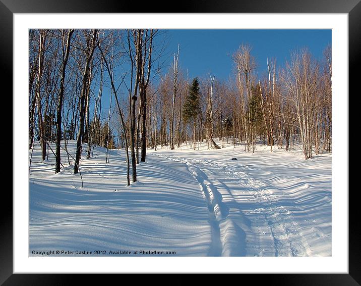 Snowmobile Trail Framed Mounted Print by Peter Castine