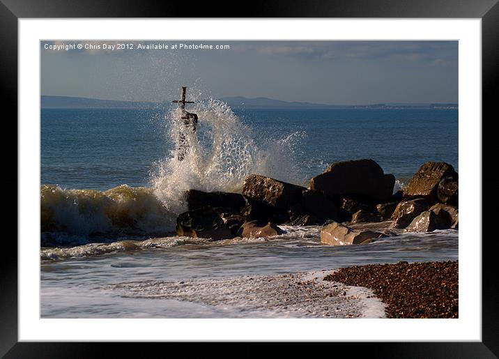 Waves crashing Framed Mounted Print by Chris Day