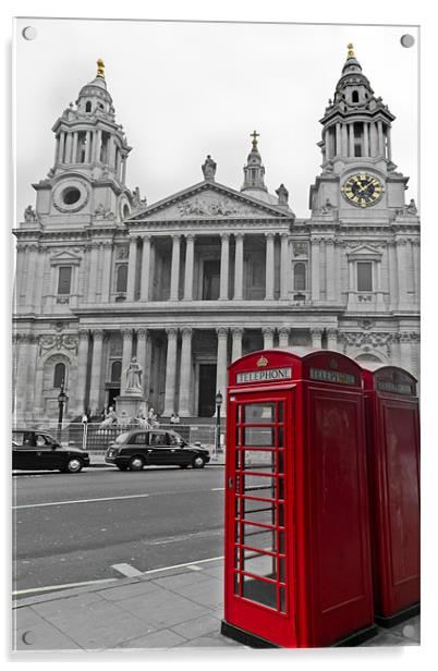 Red phone boxes in London Acrylic by Gary Eason