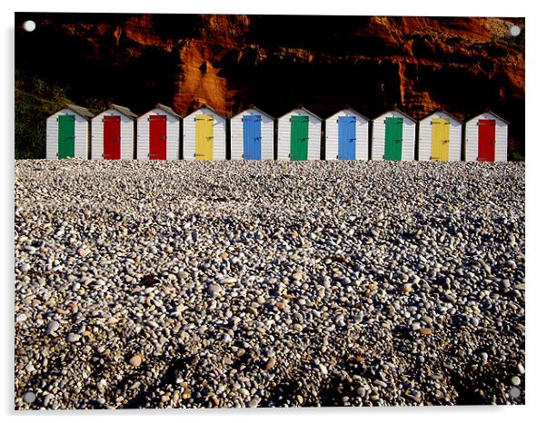 Row of colorful beach huts Acrylic by nick pautrat