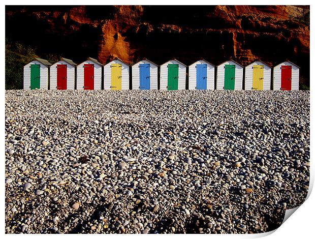 Row of colorful beach huts Print by nick pautrat