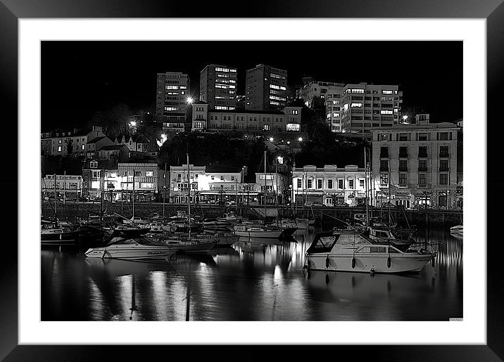 Torquay Harbour In Black & White Framed Mounted Print by Paul Mirfin