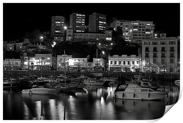 Torquay Harbour In Black & White Print by Paul Mirfin