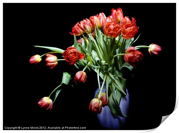 Tulips In a Vase Print by Lynne Morris (Lswpp)