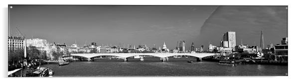 Thames panorama, weather front clearing BW Acrylic by Gary Eason