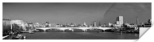 Thames panorama, weather front clearing BW Print by Gary Eason