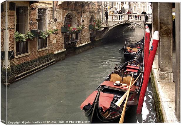 Venice- Gondolas, Canals, Romance Canvas Print by john hartley