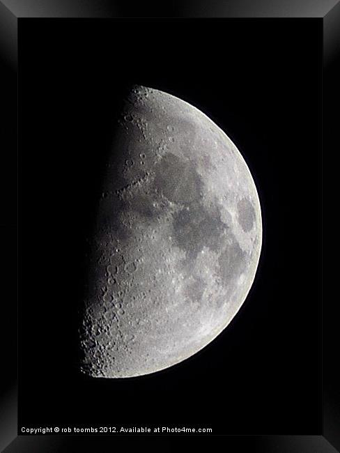 NEW MARCH QUARTER MOON Framed Print by Rob Toombs