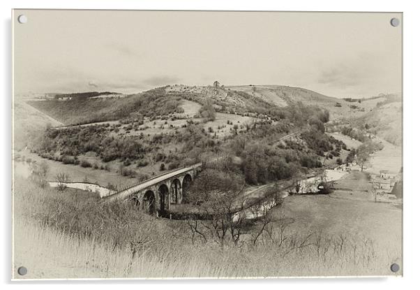 Monsal Dale Viaduct B&W Acrylic by Alan Matkin