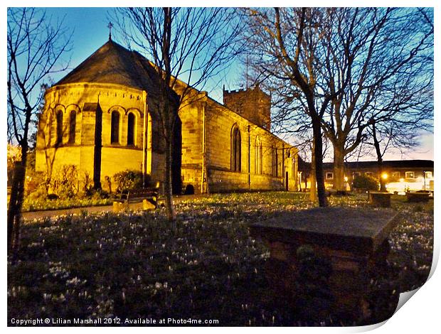 DUSK at St Chads. Print by Lilian Marshall