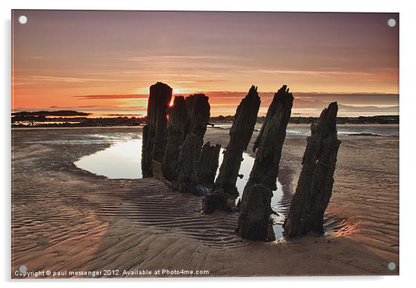 Ardrossan Wreck Beach Sunset Acrylic by Paul Messenger