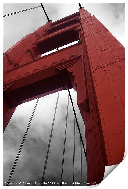 HIgh Rising Golden Gate Bridge Print by Thomas Stroehle