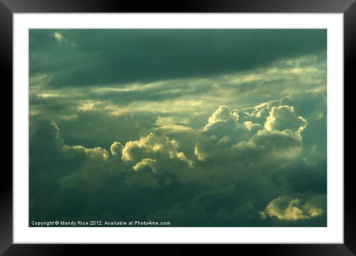 Sunset shining behind clouds Framed Mounted Print by Mandy Rice