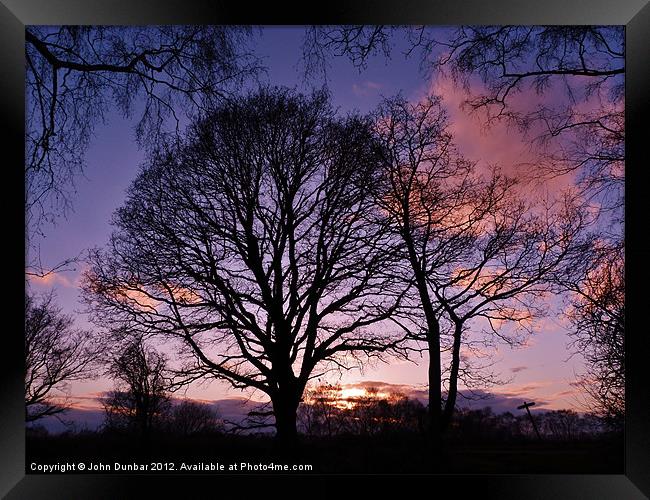 Woodlands Edge Sunset Framed Print by John Dunbar