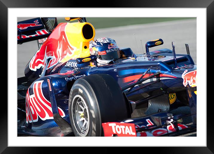 Sebastian Vettel Catalunya 2012 Framed Mounted Print by SEAN RAMSELL