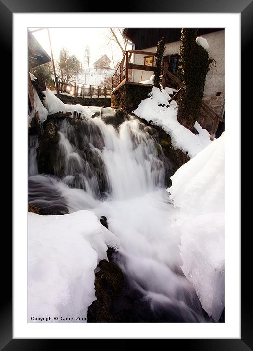 Rastoke Waterfalls Framed Mounted Print by Daniel Zrno