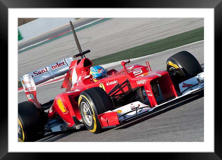 Fernando Alonso 2012 Catalunya Ferrari Framed Mounted Print by SEAN RAMSELL