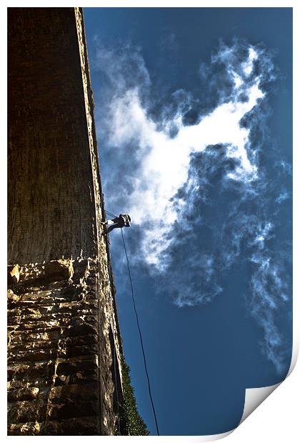 Abseil at Dromore Viaduct Print by pauline morris