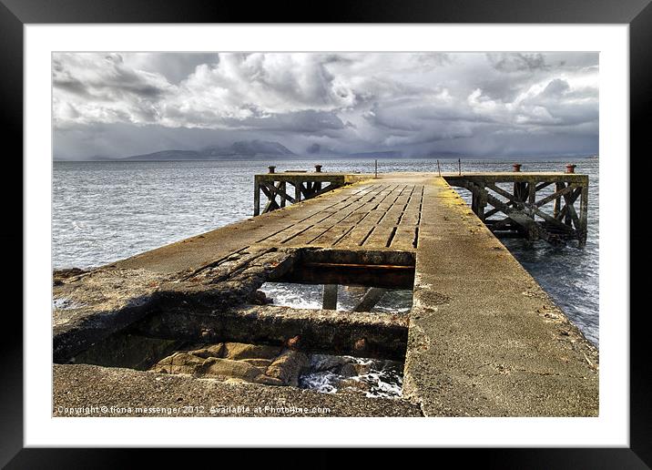 Portencross Jetty  Storm Framed Mounted Print by Fiona Messenger