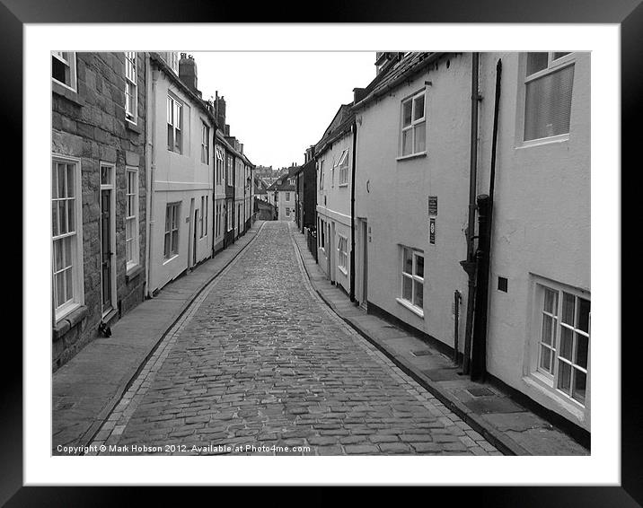 Whitby in Black & White Framed Mounted Print by Mark Hobson