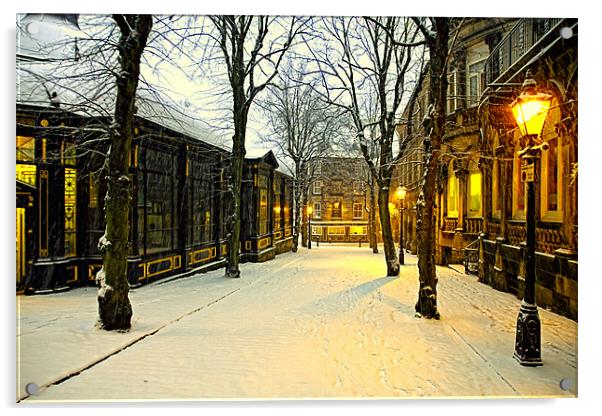 Snowy Victorian Winter Boulevard, Crown Place, Har Acrylic by Paul M Baxter