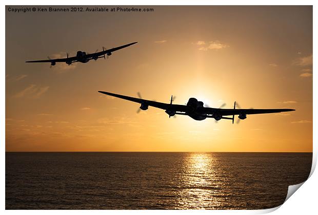 Lancaster Bombers at Sunset Print by Oxon Images