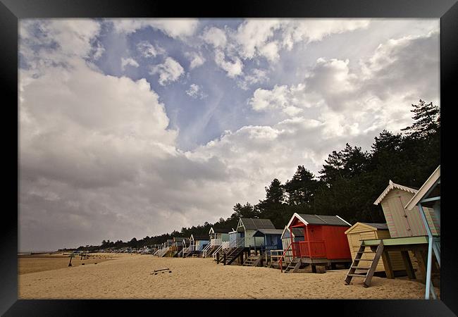 Wells Beach Huts Framed Print by Paul Macro