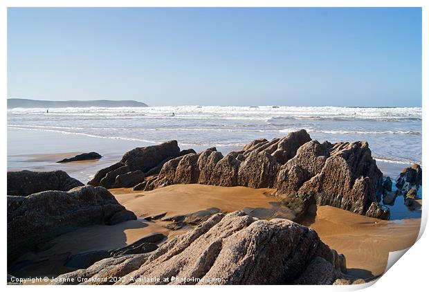 Woolacombe Rocks Print by Joanne Crockford