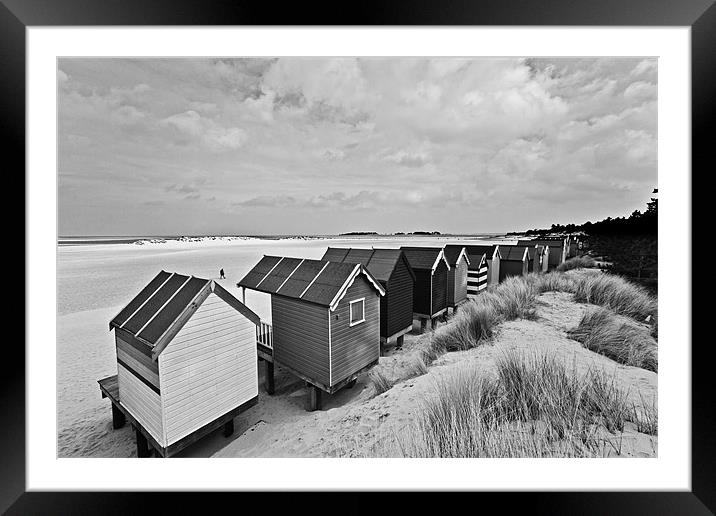 Wells Beach Huts from Behind Mono Framed Mounted Print by Paul Macro