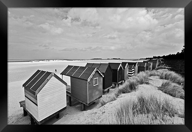Wells Beach Huts from Behind Mono Framed Print by Paul Macro
